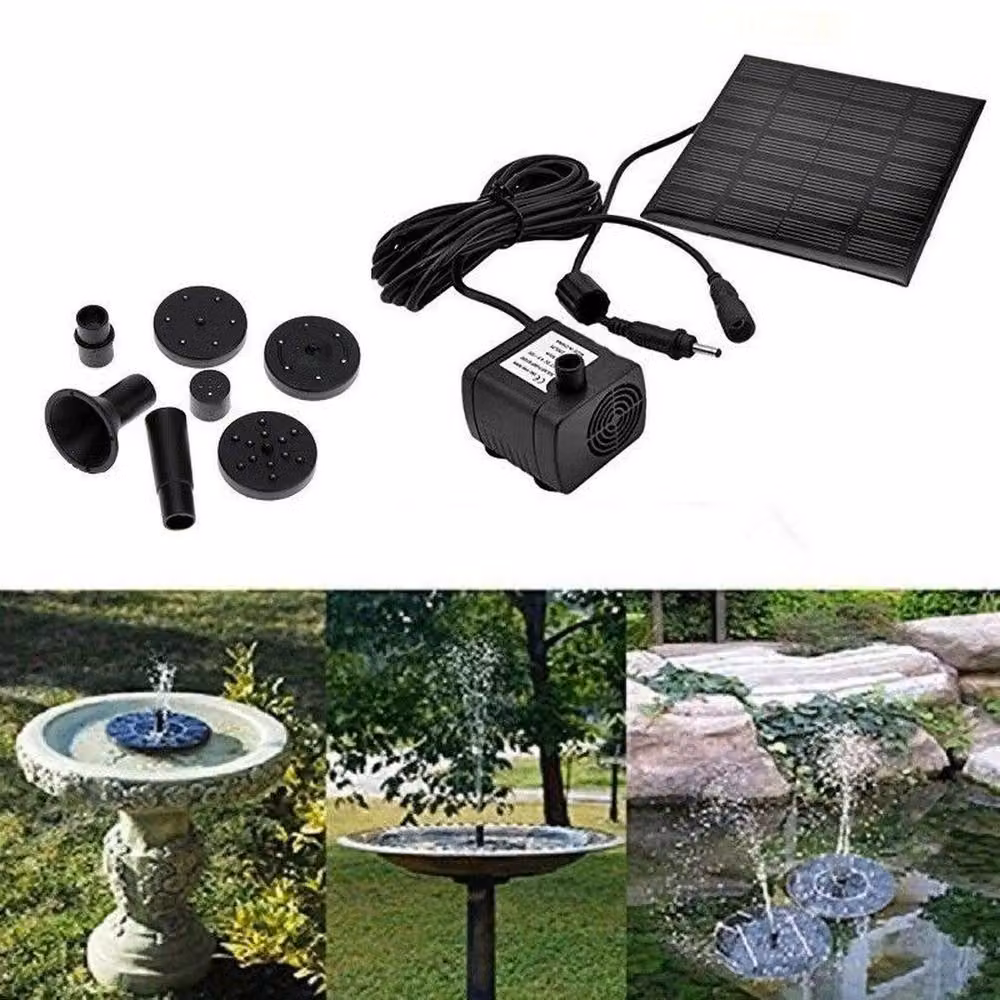 FLAVORA Solar Powered Fountain Pump for Garden Pools and Ponds, Black, W: 100 cm, D: 15 cm – 4
