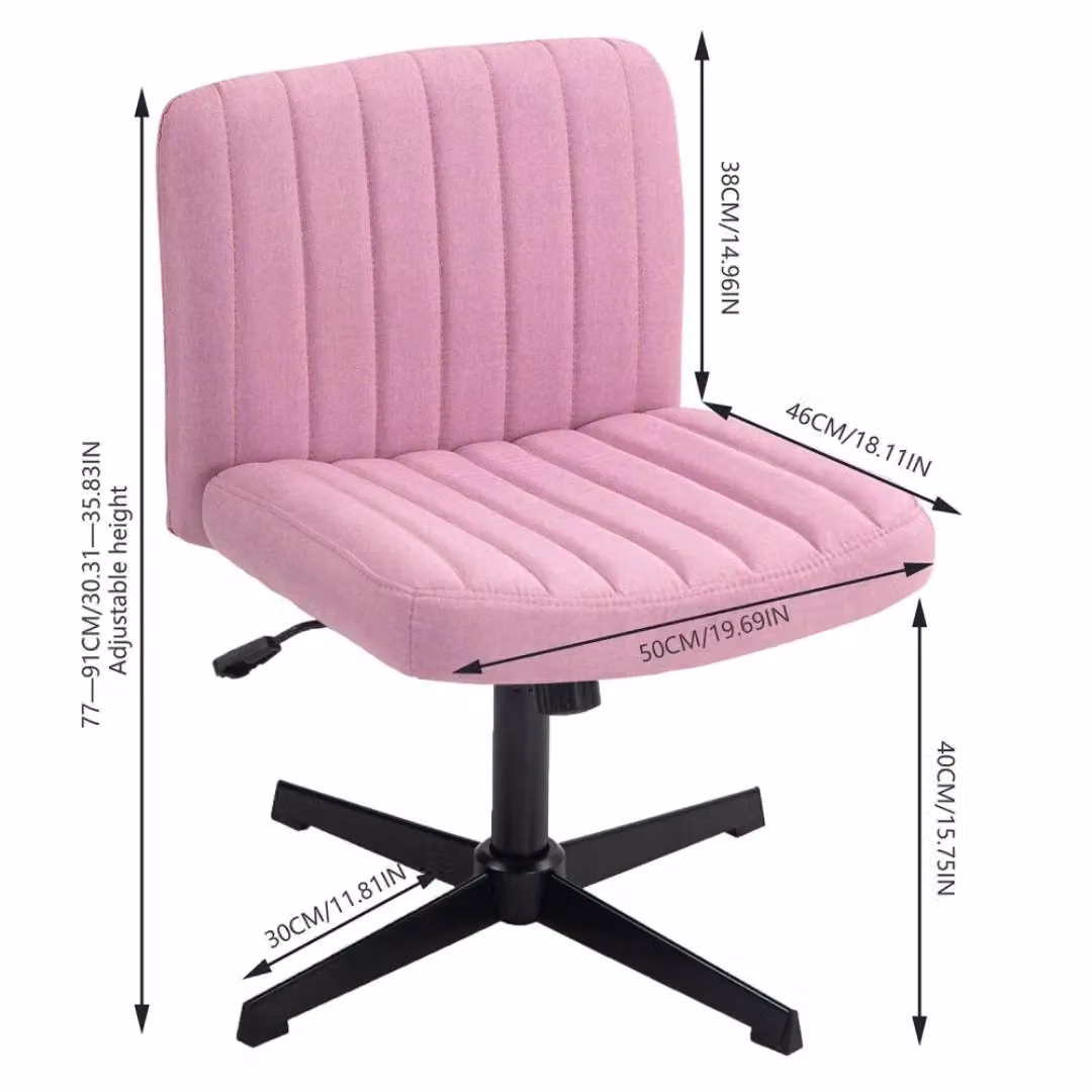 EONLION Pink Fabric Armless Office Task Chair with Adjustable Height and Gas Lift – 2