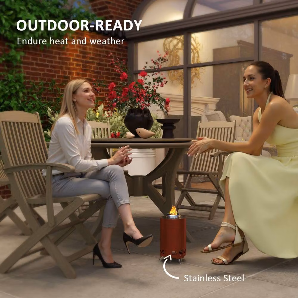 Wyld Haus Balatti Small Stainless Steel Smokeless Tabletop Fire Pit in Red – 8