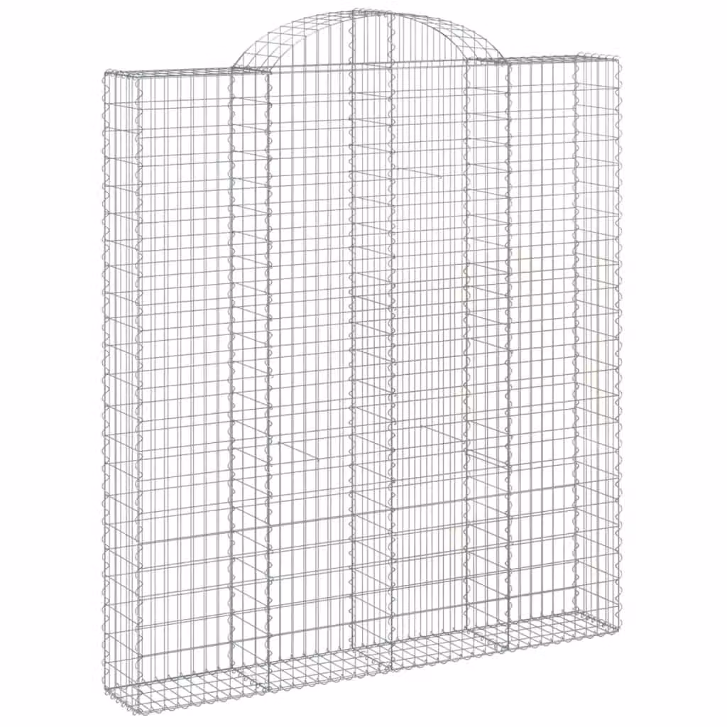 Berkfield Home Arched Gabion Basket in Silver Galvanised Steel, W: 200 cm, D: 30 cm, H: 220/240 cm – 2