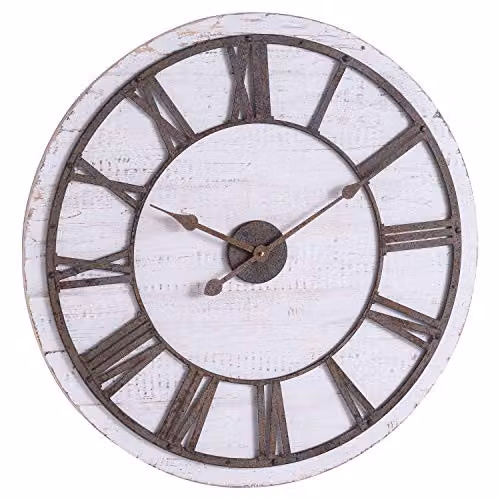 Hill Interiors Love Lace Rustic Round Wall Clock in Brown, W/D/H: 68 x 68 x 4.5 cm