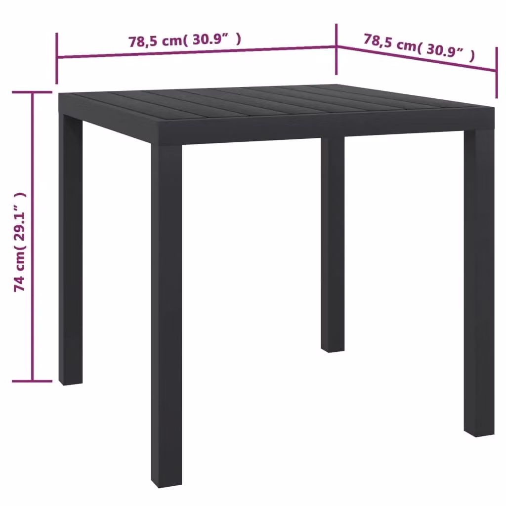 Berkfield Home Square Garden Table in Black Aluminium and WPC, W/D/H: 80 x 80 x 74 cm – 4