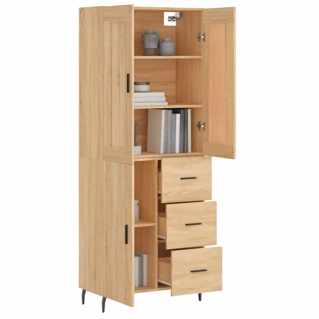 Berkfield Home Sonoma Oak Highboard in Brown, W/D/H: 69.5 x 34 x 180 cm – 2