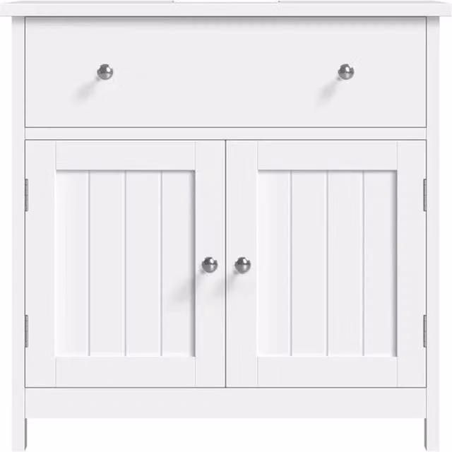 Kelvenix Modern White Matt Wood and MDF Floor Standing Bathroom Storage Cabinet – 1