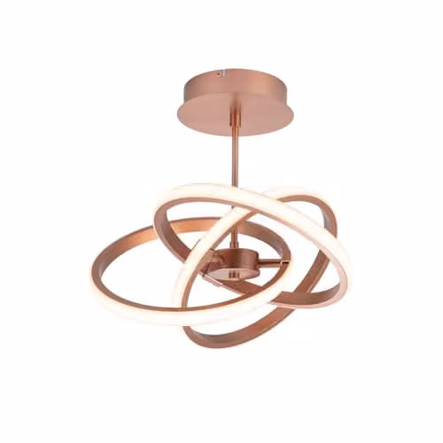 Cosylyte Ridgley Modern 3 Ring LED Pendant Light, Copper, W/D/H: 39 x 39 x 34 cm, Adjustable Height and Dimmable