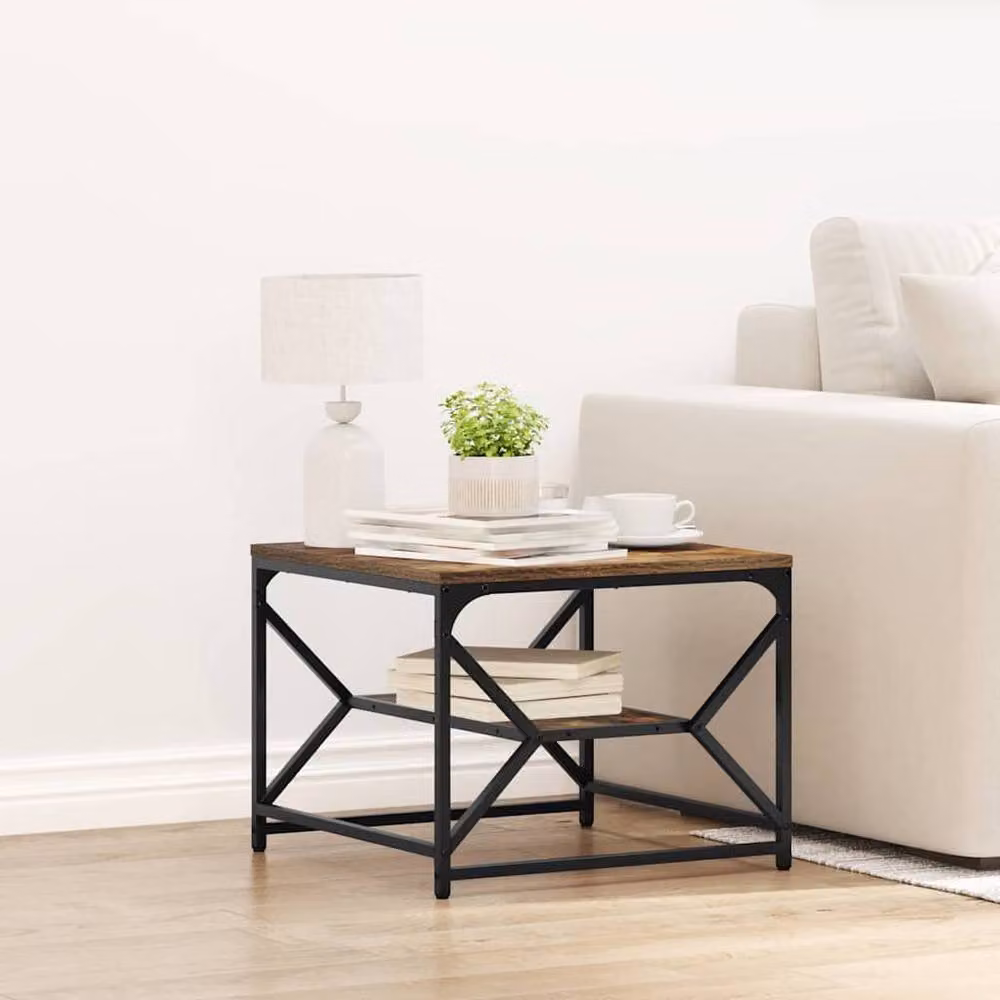 Berkfield Home Decorative End Table with Storage Shelf in Brown Oak Wood, W/D/H: 40 x 40 x 49 cm – 2