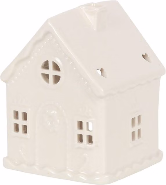 KDMK White Ceramic Decorative Gingerbread House Tealight Holder