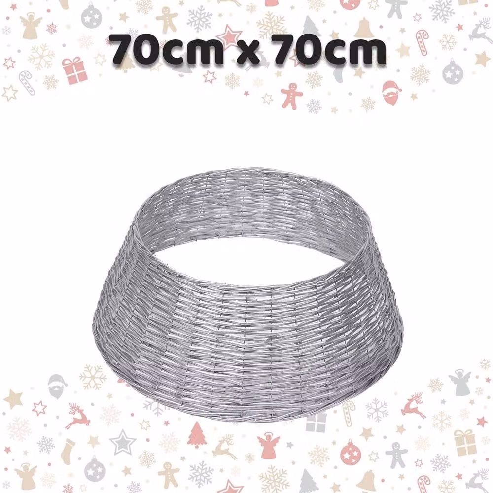 VFM e-Store Silver Round Christmas Tree Skirt, W/D: 70 x 70 cm – 2
