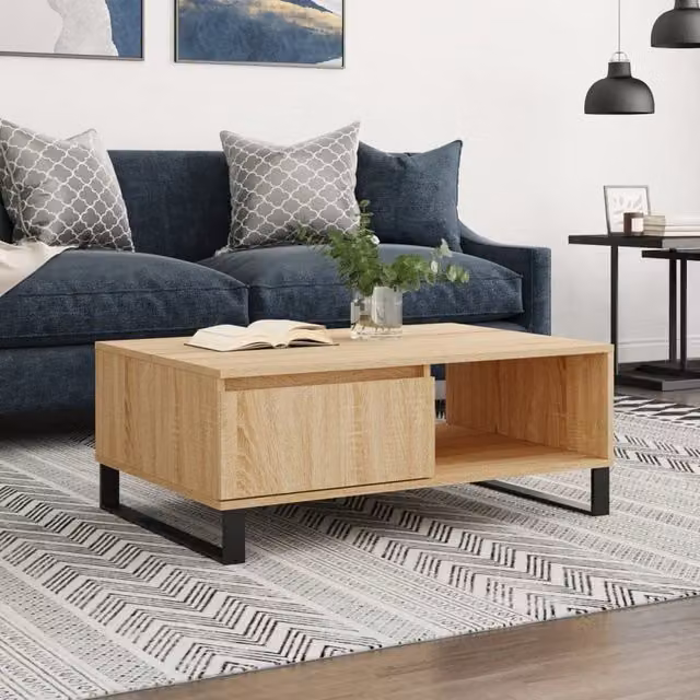 Berkfield Home Sonoma Oak Coffee Table in Brown, W/D/H: 90 x 60 x 35 cm