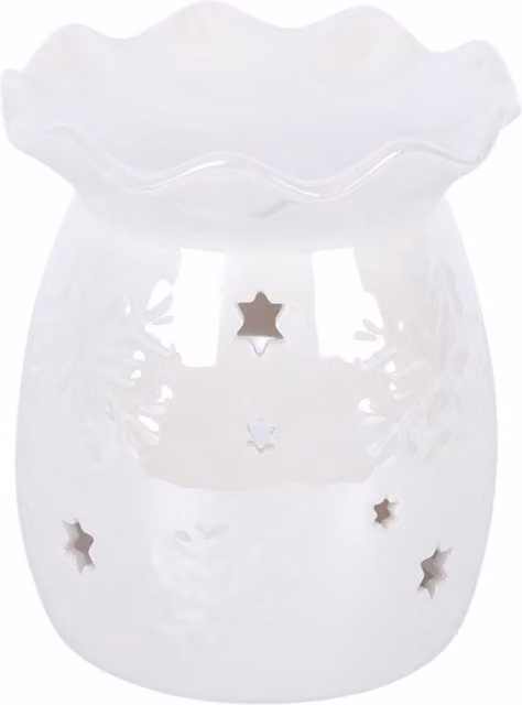Something Different Wholesale Iridescent White Snowflake Ceramic Oil Burner and Wax Warmer