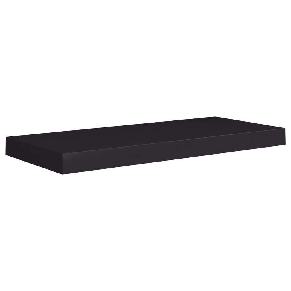 Berkfield Home Floating Wall Shelves, 2 Piece Black MDF and Metal Set, W: 60 cm, D: 23.5 cm, H: 3.8 cm – 3