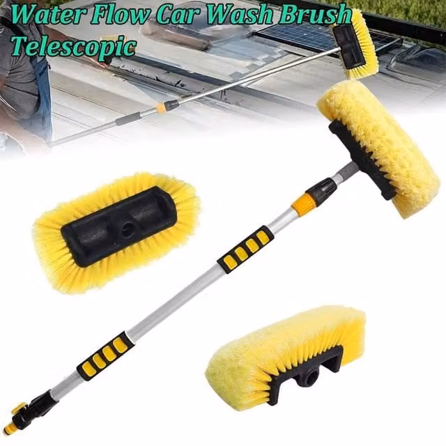 EONLION Telescopic Car Wash Brush with Microfibre Refillable Head, Yellow, Length: 100 cm – 1