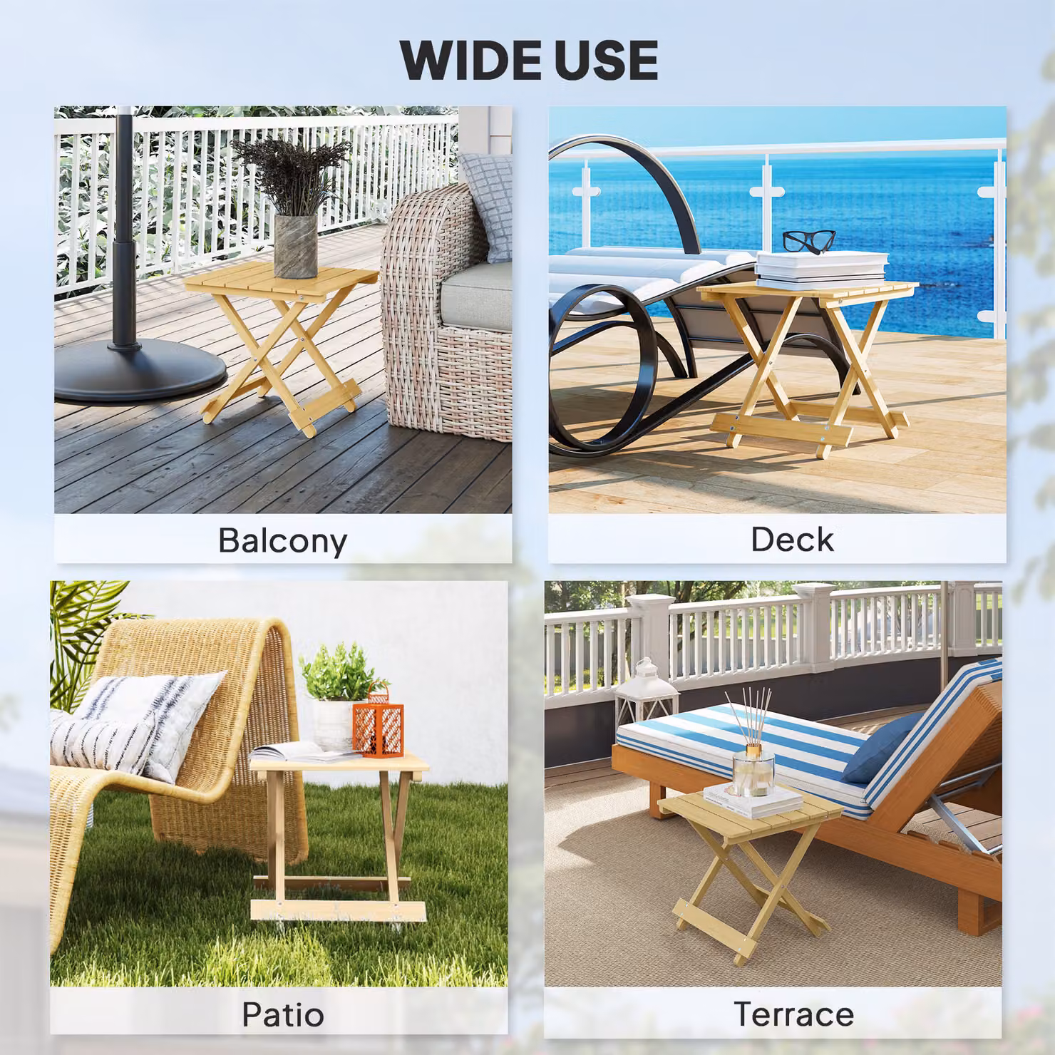 Outsunny Brown Wooden Foldable Outdoor Coffee Table – 5