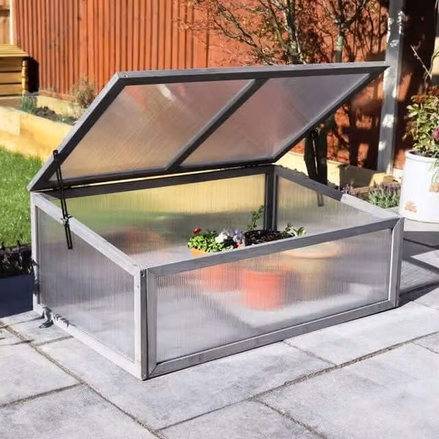 Garden Mile Mini Cold Frame Grey Pent Greenhouse with Polycarbonate Panels
