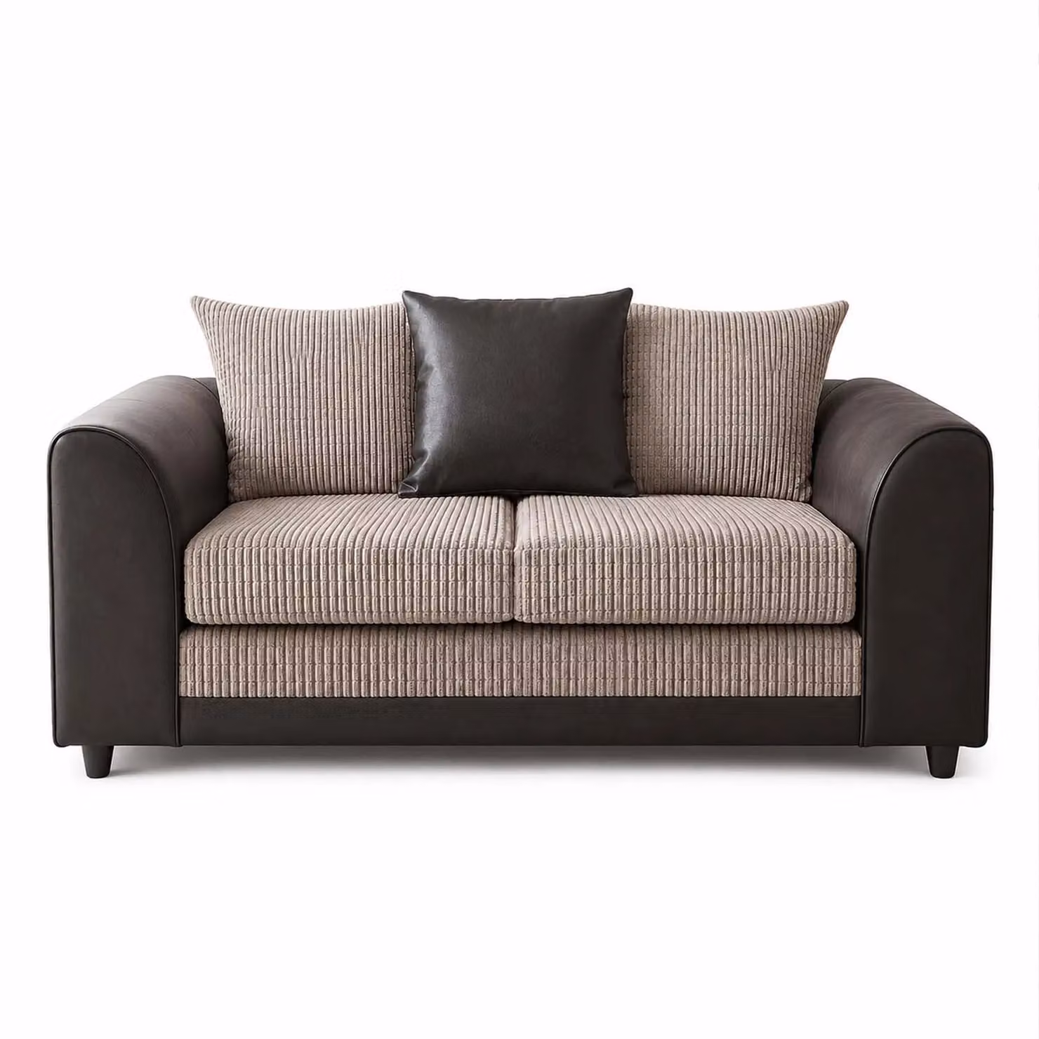 Furnishings For Less UK Luca 2 Seater Fabric and Synthetic Leather Trim Sofa in Black and Grey – 2