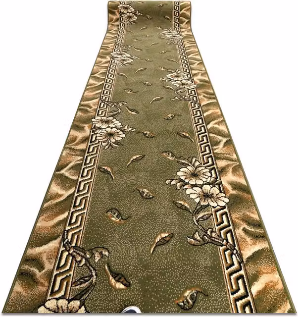 RugsX Bcf Trio Floral Runner in Green, W: 80 cm, L: 330 cm – 1