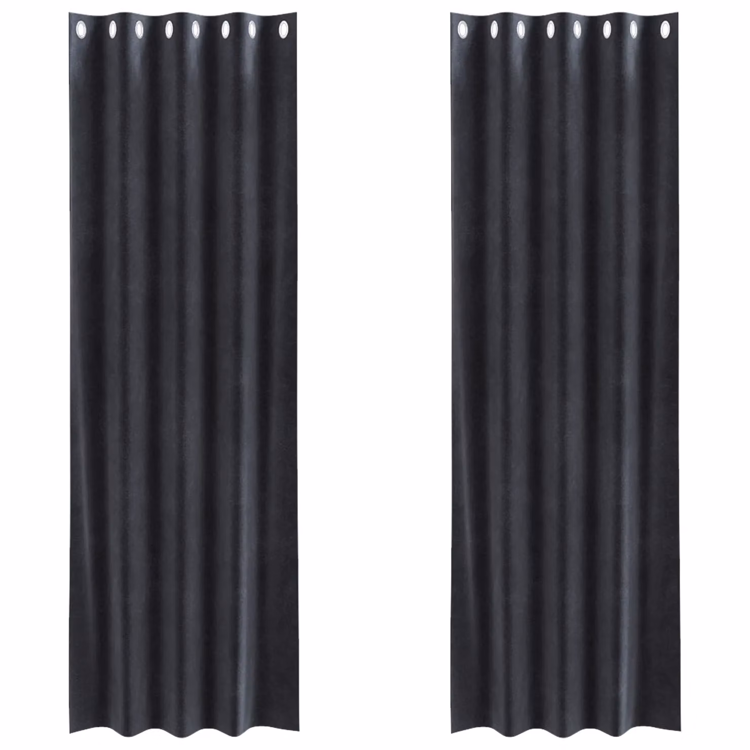 Berkfield Home Dark Grey Velvet Blackout Curtains with Eyelets, 2 Pack, W: 140 cm, H: 245 cm – 2