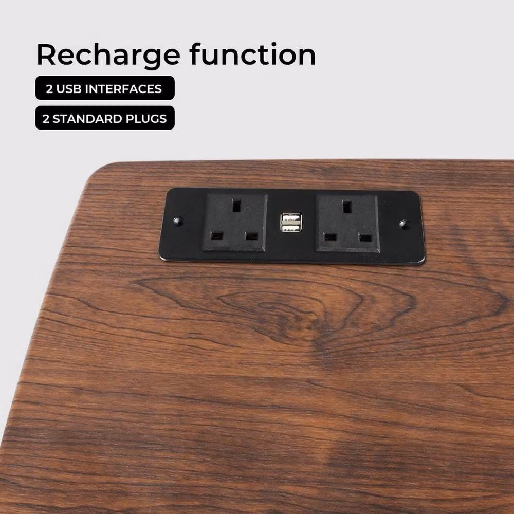 VOGREX Electric USB Height Adjustable Folding Standing Laptop Desk in Brown – 4