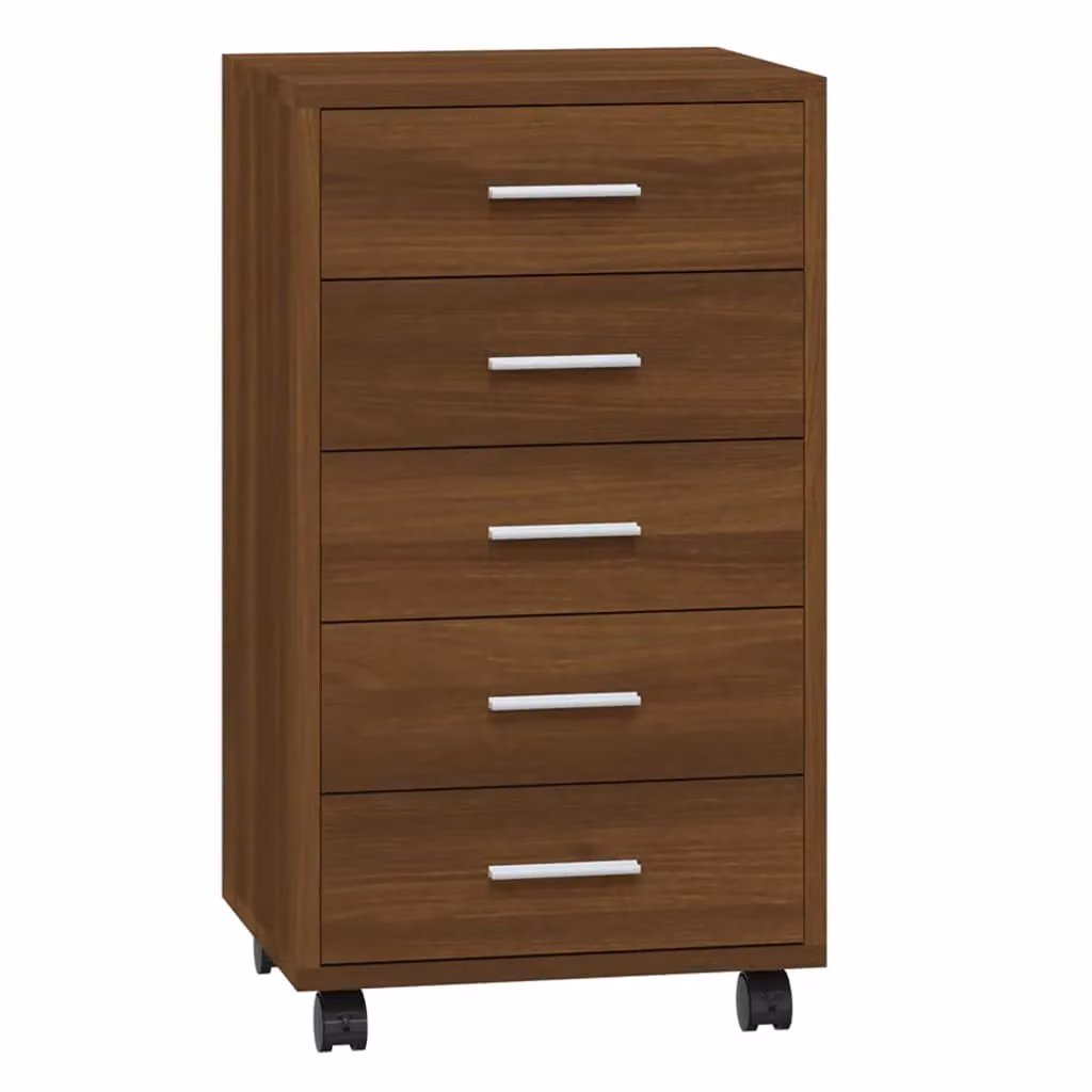 Berkfield Home Brown Oak Drawer Cabinet with Castors in Engineered Wood – 2
