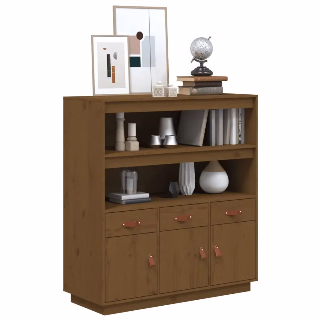 Berkfield Home Highboard in Honey Brown Solid Pine Wood, W/D/H: 100 x 40 x 108.5 cm – 3