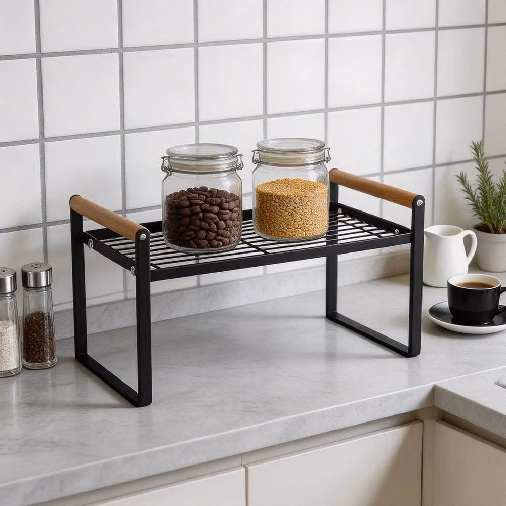 Kelvenix Large Cupboard Storage Rack and Spice Holder Shelf, Black, W/D/H: 35 x 20.5 x 20 cm – 4