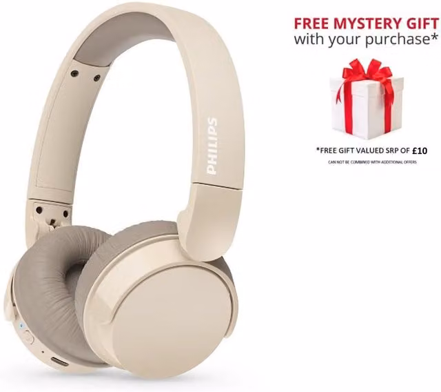 Philips On Ear Wireless Bluetooth Headphones with Noise Isolation in Brown and Beige
