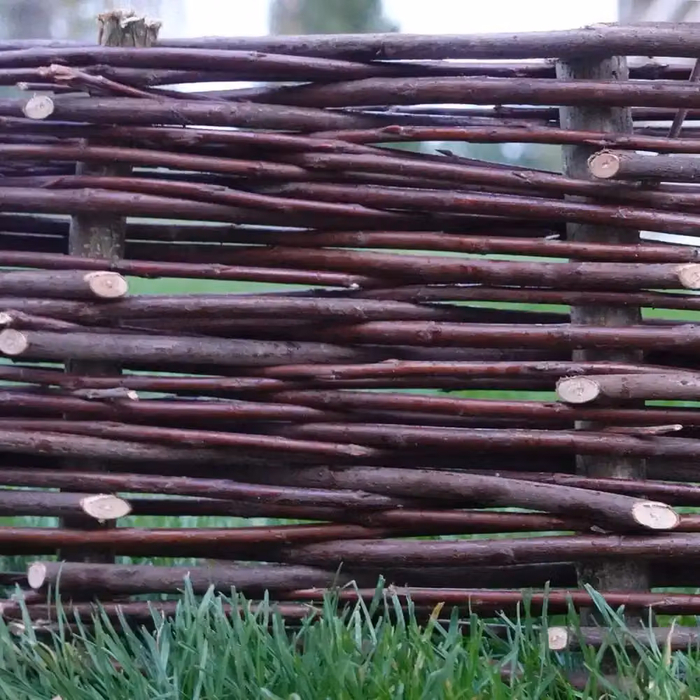 Woven Wood Willow Lawn Edging, 2 Pieces, Natural Brown, Height: 20 cm, Length: 2 m – 5