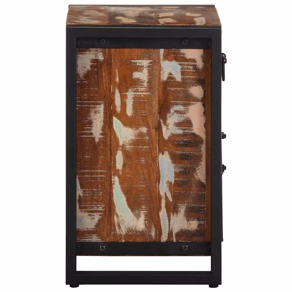 Berkfield Home Multicolour Industrial Bedside Cabinet in Reclaimed Mango Wood, W/D/H: 40 x 30 x 50 cm – 3