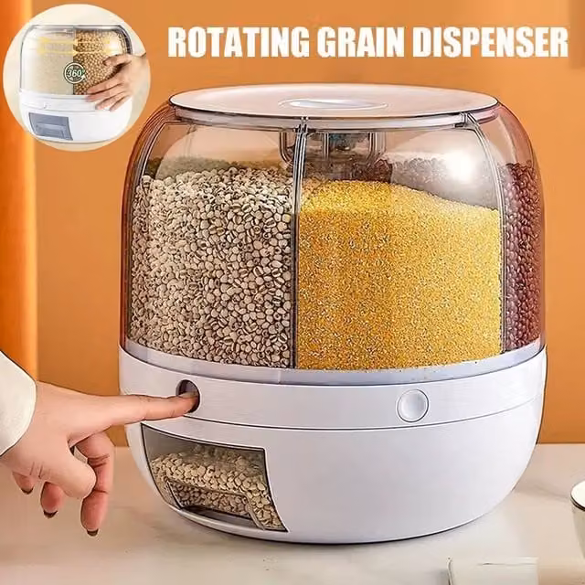 EONLION Airtight Food Sealed Storage Container and Grain Box in White and Transparent Plastic with Compartments