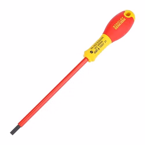 Stanley FatMax Insulated Slotted Manual Screwdriver, Red and Yellow