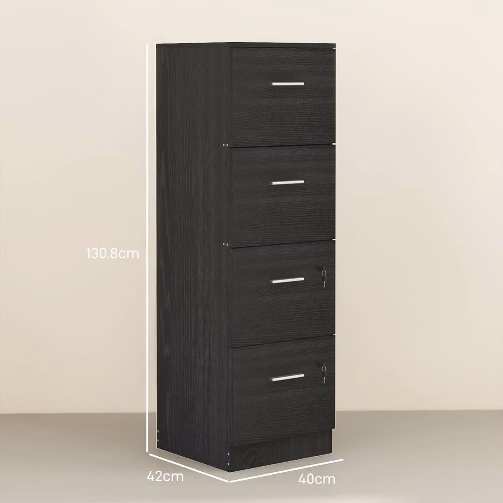ERGOVEXA Lockable Four-Drawer Filing Cabinet in Black – 2