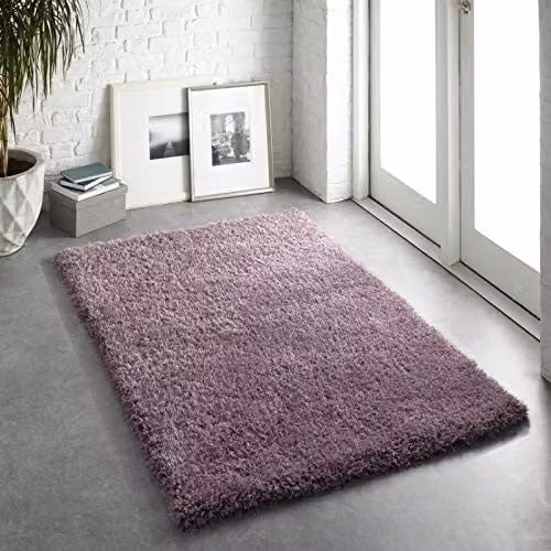 Phoenox Hand-Tufted Modern Purple Polyester Rectangular Rug, W: 140 cm, D: 200 cm