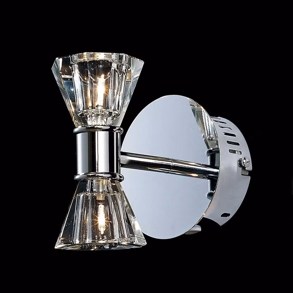 Netlighting Elisa 2-Light Wall Lamp in Polished Chrome with Transparent Glass Shades and G4 Bulbs – 2