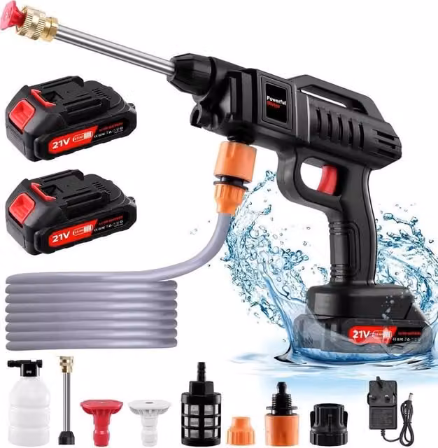 SPETLEK Portable Cordless Car High Pressure Washer in Black with Rechargeable Battery – 1