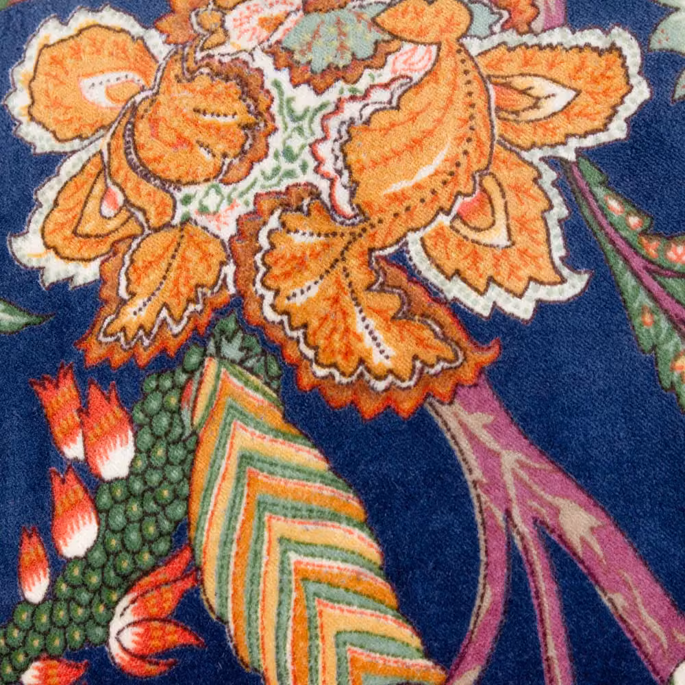 Wylder Tropics Georgia Printed Blue Velvet Floral Square Cushion, W/D/H: 45 x 45 x 45 cm – 3