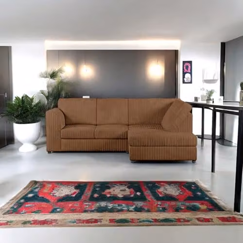 SofaSelectionUk Ltd Luxurious Jumbo Cord High Back 4-Seater Right Hand Facing Corner Sofa in Beige Fabric – 2