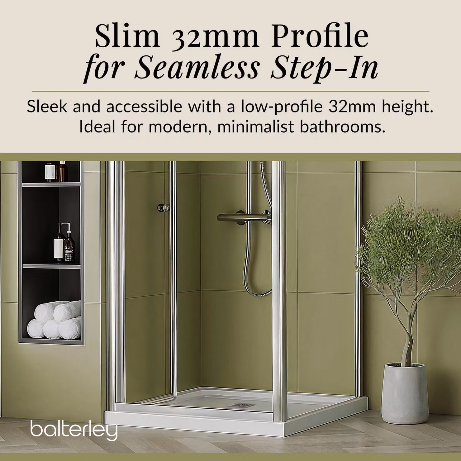 Balterley Premium Slimline Square Shower Tray in White, 32 cm x 32 cm – 4