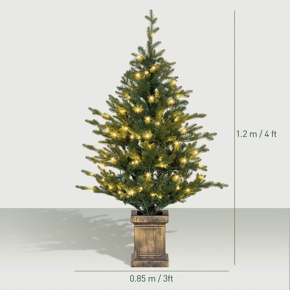 STILVORA Set of 2 Green Artificial Tabletop Christmas Trees with LED Lights, Height: 122 cm – 3