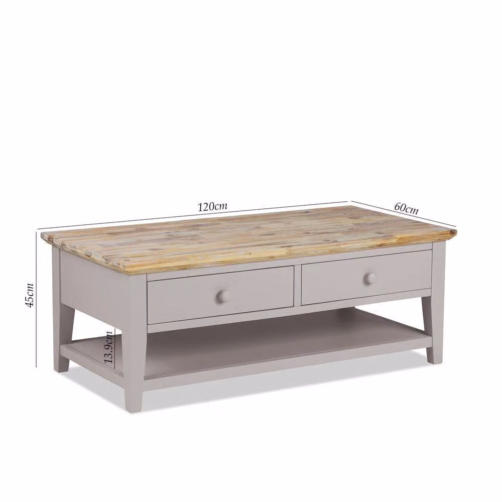 Statement Furniture Florence Rectangular Coffee Table with Drawers in Taupe Acacia Wood – 3