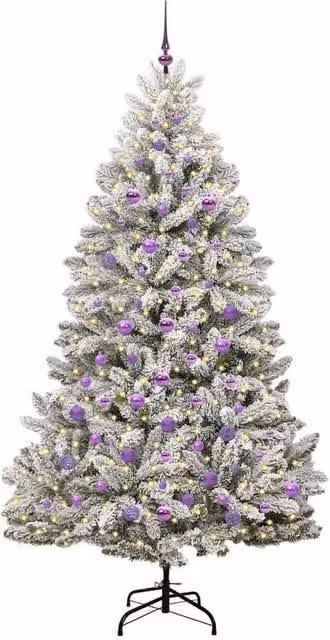 Berkfield Home Elegant Artificial Christmas Tree in Green and White, Height: 210 cm