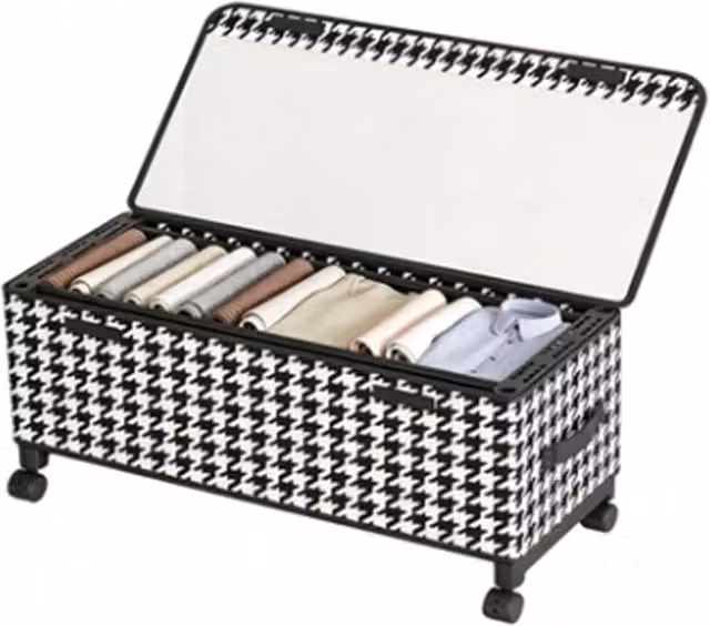 Nordara Black Fabric Clothes Organiser Storage Box with Wheels, W/D/H: 57 x 29 x 30 cm