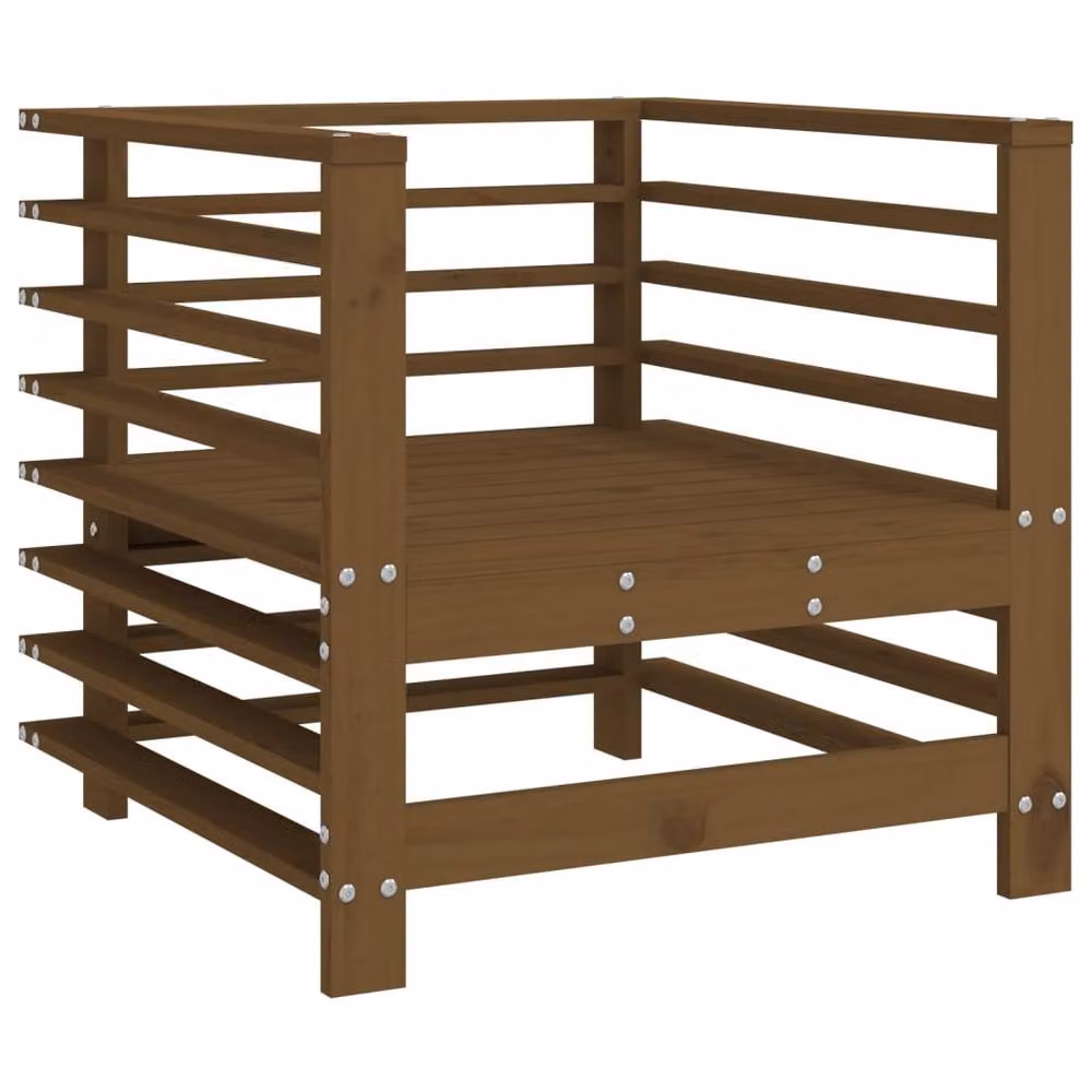Berkfield Home Set of 2 Rustic Garden Chairs in Honey Brown Solid Pine Wood – 3