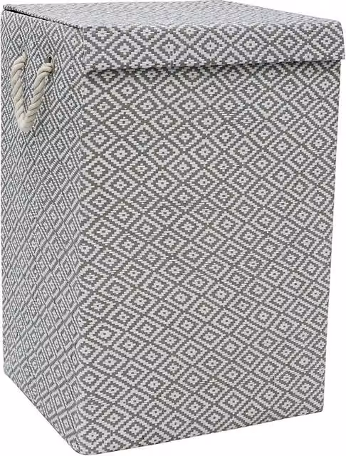 JVL Argyle Rectangular Foldable Paper Lidded Storage Box, Grey, W: 61.0 cm, D: 40.0 cm