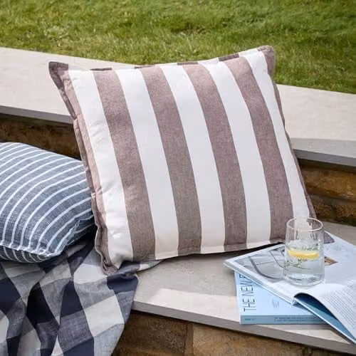 Yard Striped Cotton Outdoor Square Cushion in Brown, W/D/H: 50 x 50 x 50 cm – 5