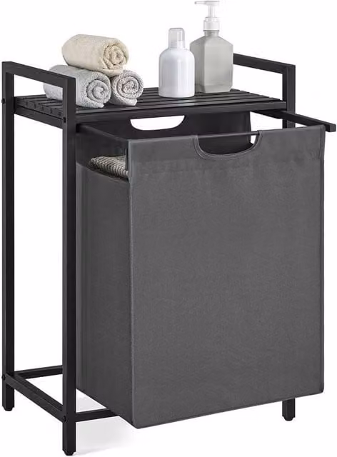 Kelvenix Grey Pull-Out Laundry Hamper with Removable Bag