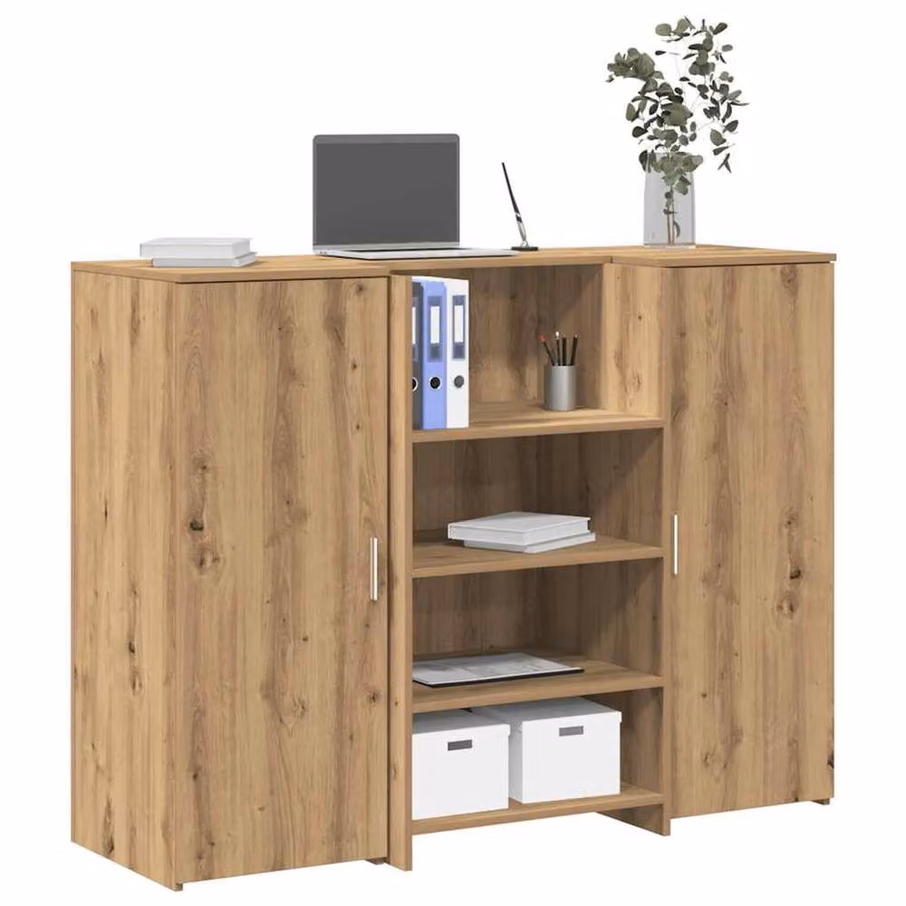Berkfield Home Artisan Oak Reception Desk in Brown, W/D/H: 135 x 50 x 103.5 cm – 1