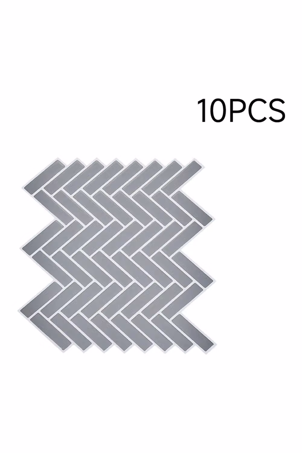 Living and Home 10-Piece Self-Adhesive 3D Herringbone Tile Look Wall Stickers in Grey – 3
