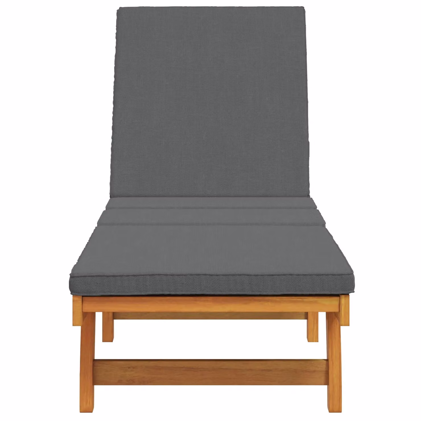 Berkfield Home Acacia Wood Sun Lounger with Wheels and Dark Grey Cushion in Brown – 3