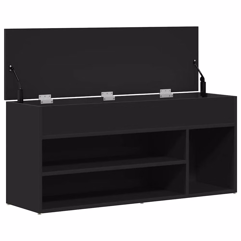 Berkfield Home Black Modern Shoe Bench with Fabric Seat, W: 102 cm, D: 30.5 cm, H: 45 cm – 4
