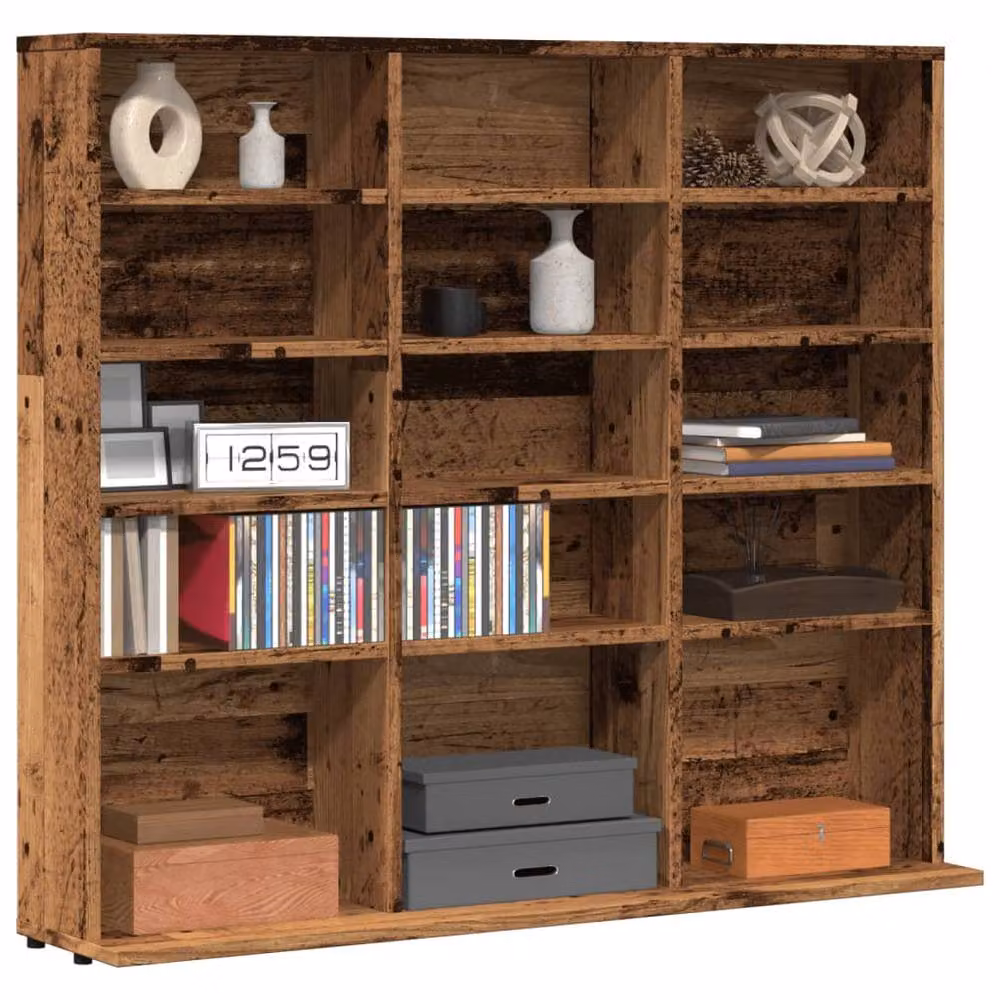 Berkfield Home Sturdy CD Cabinet in Brown Old Wood, W/D/H: 100 x 23 x 89.5 cm – 2